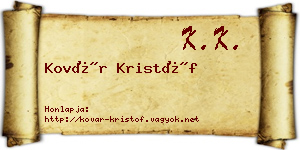 Kovár Kristóf névjegykártya